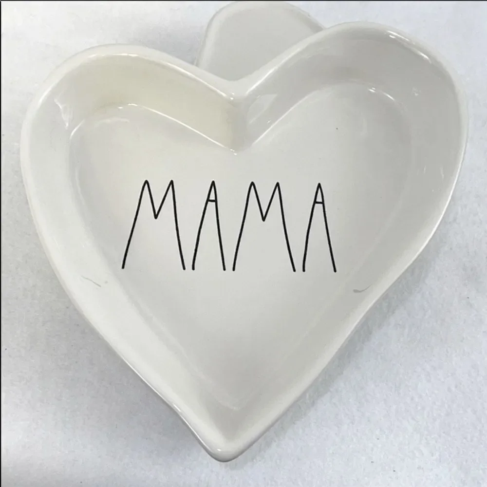 Rae Dunn MAMA Heart Shaped Ceramic Trinket Dish White NWT